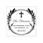 Rustikale Rücksendeadresse des Kranzes Gummistempel (Prägung)