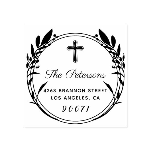 Rustikale Rücksendeadresse des Kranzes Gummistempel (Prägung)