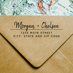 Rustikale Rücksendeadresse für Hochzeiten Permastempel