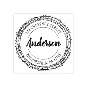 Rustikale Rücksendeadresse Gummistempel