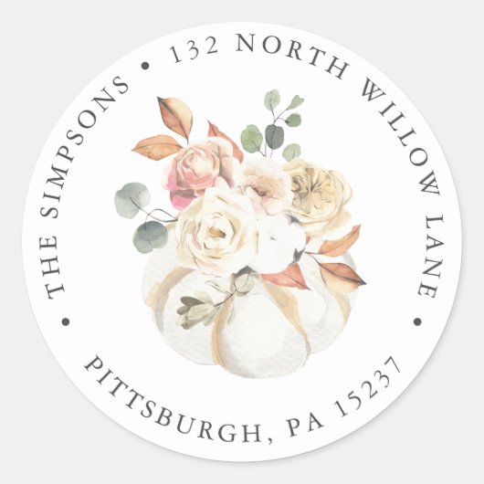 Rustikale Rücksendeadresse Herbst Klassischer Rund Runder Aufkleber (Vorderseite)