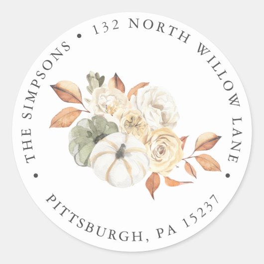 Rustikale Rücksendeadresse Herbst Klassischer Rund Runder Aufkleber (Vorderseite)