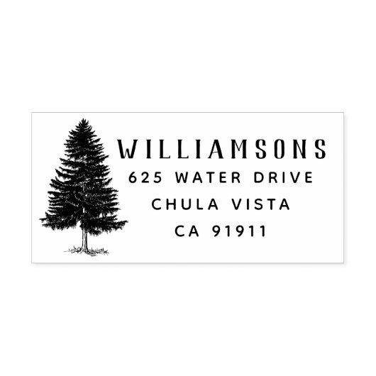 Rustikale Rücksendeadresse Pine Tree Gummistempel (Prägung)