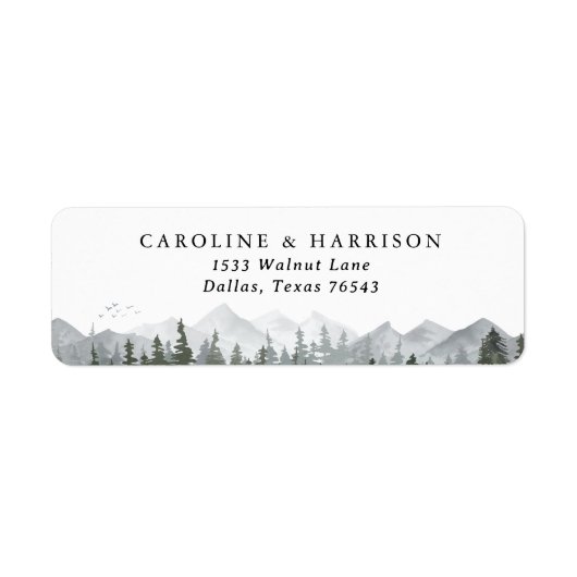 Rustikale Rücksendeadresse Pine Tree Hochzeit (Vorne)