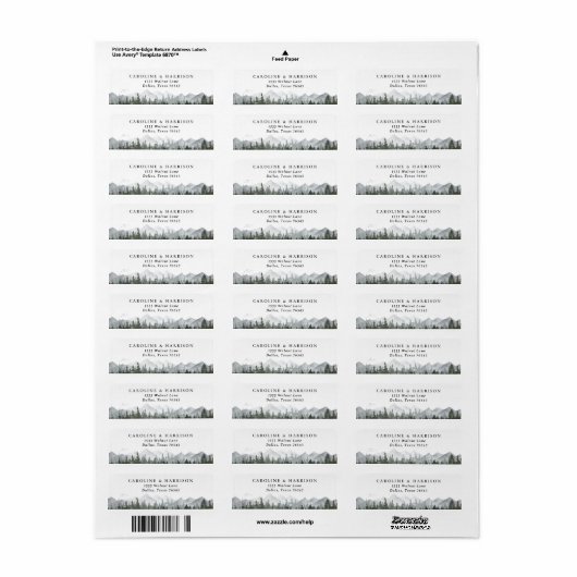 Rustikale Rücksendeadresse Pine Tree Hochzeit (Vorne)