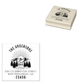 Rustikale Rücksendeadresse, Pinienbäume und Sonnen Gummistempel (Stempel)