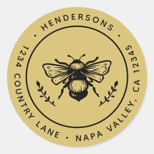 Rustikale Rücksendeadresse Runder Aufkleber (Vorderseite)