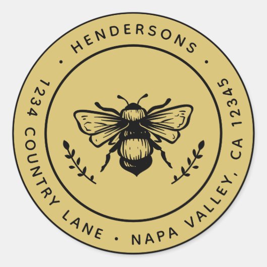 Rustikale Rücksendeadresse Runder Aufkleber (Vorderseite)