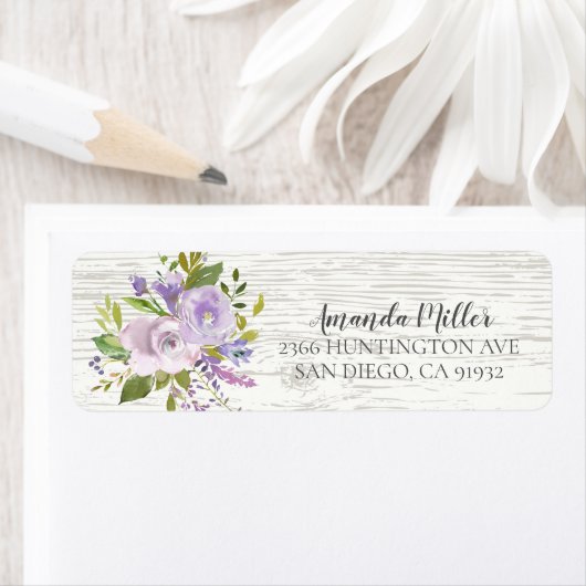 Rustikale Rücksendeadresse Wood Lavender Floral (Insitu)