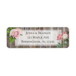 Rustikale Rücksendeadressen-Aufkleber Weißrosen