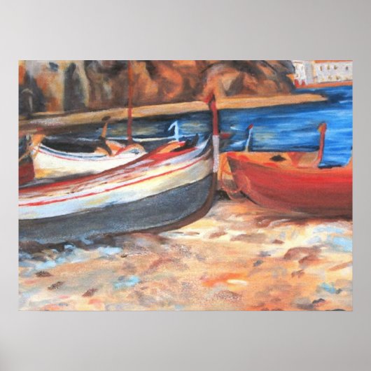 Rustikale Ruderboote direkt am Meer Poster (Vorne)