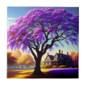 **"Rustikale Ruhe: Die Lila Jacaranda Embrace Fliese (Vorderseite)