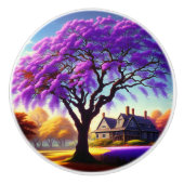 **"Rustikale Ruhe: Die Lila Jacaranda Embrace Keramikknauf (Vorderseite)