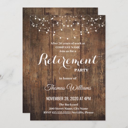 Rustikale Ruhestandseinladung (Vorne/Hinten)