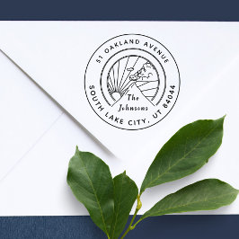 Rustikale Rundgebirge Inspirierte Rücksendeadresse Gummistempel