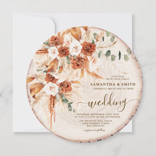 Rustikale Rundholz-Schnittholz Einladung (Vorderseite)