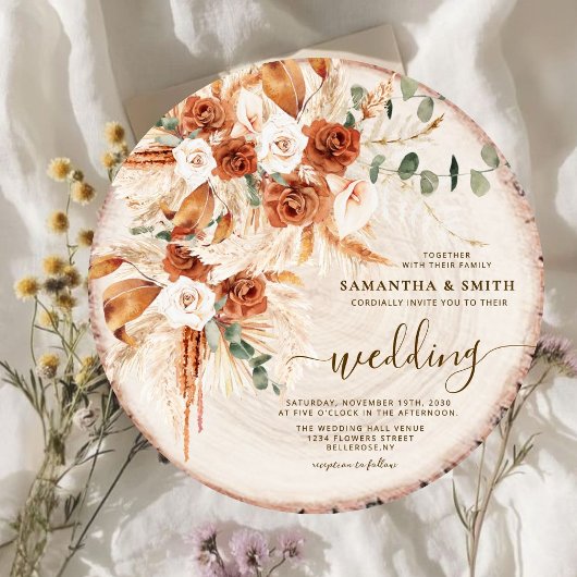 Rustikale Rundholz-Schnittholz Einladung