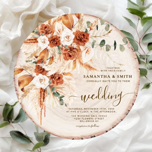 Rustikale Rundholz-Schnittholz Einladung