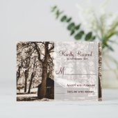 Rustikale Rundholzhütte Pine Wedding RSVP Karten (Stehend Vorderseite)