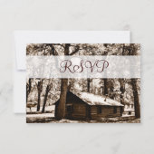 Rustikale Rundholzhütte Pine Wedding RSVP Karten (Rückseite)