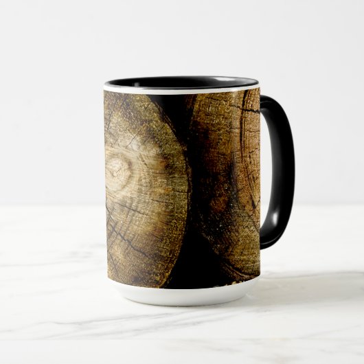 Rustikale Rundholzrolle Tasse (VorderseiteRechts)