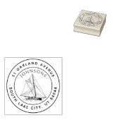 Rustikale Rundschiff-Rücksendeadresse Gummistempel (Stempel)