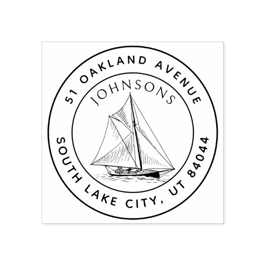 Rustikale Rundschiff-Rücksendeadresse Gummistempel (Prägung)