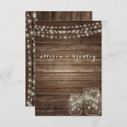 Rustikale rustikale Hochzeits-Einladung des Einladung (Vorne/Hinten)