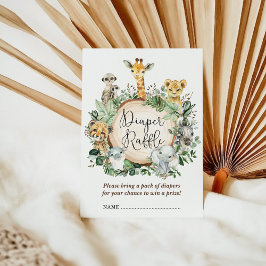 Rustikale Safari Jungle Animals Baby Diaper Raffel Begleitkarte