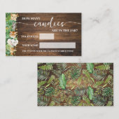 Rustikale Safari Wie viele Candies Duschspielkarte Platzkarte (Vorne/Hinten)