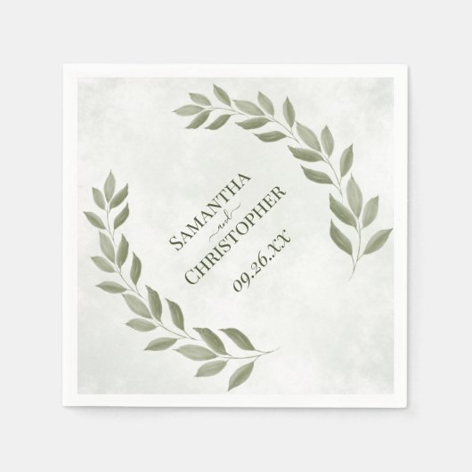 Rustikale Sage Green Blätter Diagonal Wedding Serviette (Vorderseite)