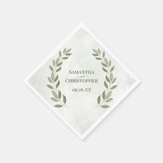Rustikale Sage Green Blätter Diagonal Wedding Serviette (Ecke)