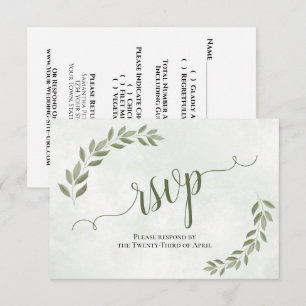 Rustikale Sage Green Blätter Einfache Hochzeit RSVP Karte