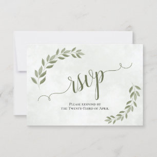 Rustikale Sage Green Blätter Einfache Hochzeit RSVP Karte