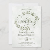 Rustikale Sage Green Blätter Hochzeit im Grünen Einladung (Vorderseite)