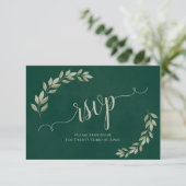 Rustikale Sage Green Blätter Simple Emerald Weddin RSVP Karte (Stehend Vorderseite)