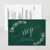 Rustikale Sage Green Blätter Simple Emerald Weddin RSVP Karte (Vorne/Hinten)