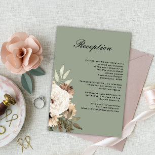 Rustikale Sage Green Boho Hochzeitsempfehlung Begleitkarte