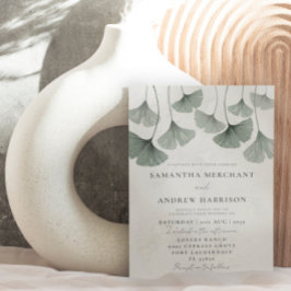 Rustikale Sage Green Ginkgo Blatt Wedding Einladung