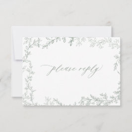 Rustikale Sage Green Leafframe Wedding RSVP Card
