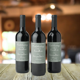 Rustikale Sage Green Simple Wedding Chic Skriptnam Weinetikett