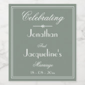 Rustikale Sage Green Simple Wedding Chic Skriptnam Weinetikett (Einzelnes Label)