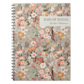 Rustikale Sage Green Taupe Floral Boho Trauzeugin Notizblock (Vorderseite)