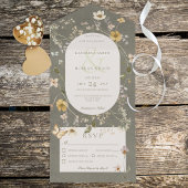 Rustikale Sage Green Wildblume Frame Dinner All In One Einladung