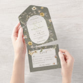 Rustikale Sage Green Wildblume Frame Dinner All In One Einladung (Abreißen)