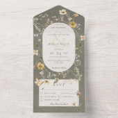 Rustikale Sage Green Wildblume Frame Dinner All In One Einladung (Innen Boden)