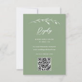 Rustikale Sage Green Wildblume QR Code Hochzeit RSVP Karte (Vorderseite)