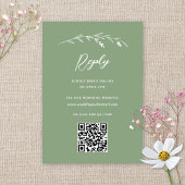 Rustikale Sage Green Wildblume QR Code Hochzeit RSVP Karte