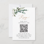 Rustikale Sage QR Code Grüne Gold Hochzeit RSVP Karte (Vorderseite)