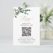 Rustikale Sage QR Code Grüne Gold Hochzeit RSVP Karte (Stehend Vorderseite)